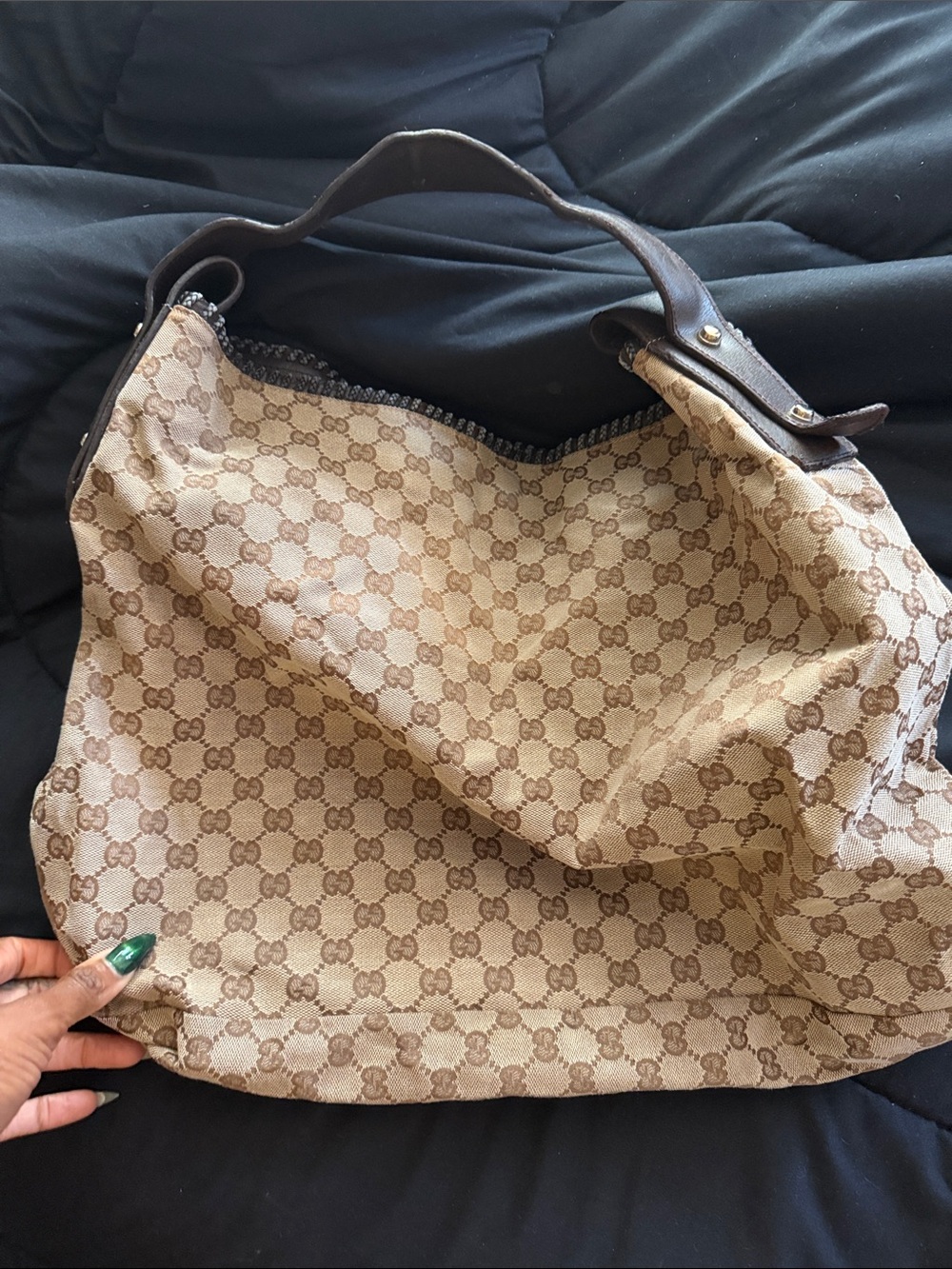 Gucci authentic Beige Brown Logo Hobo Bag